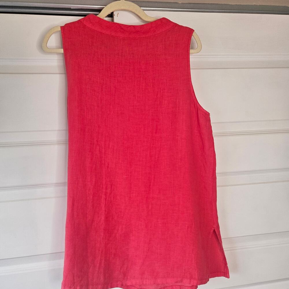 Eileen Fisher Geranium Organic Linen Mock Neck Tunic Top Medium M - Picture 3 of 8